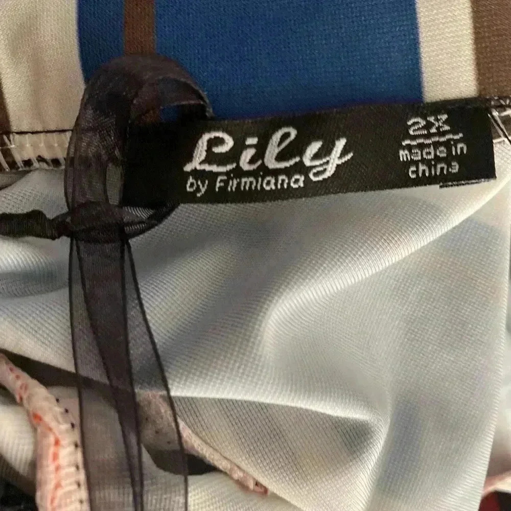 Lily Plus-Size Stripe V-Neck Botton Accent Long Sleevetunic 2x — image 8 of 8